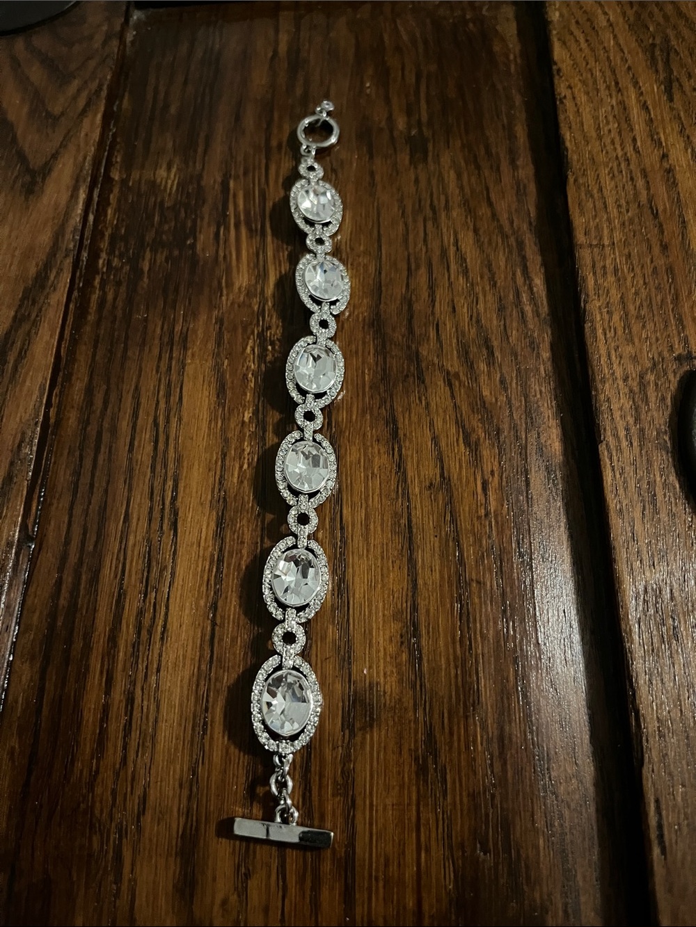 Givenchy Silver-Tone Oval Crystal Link Bracelet